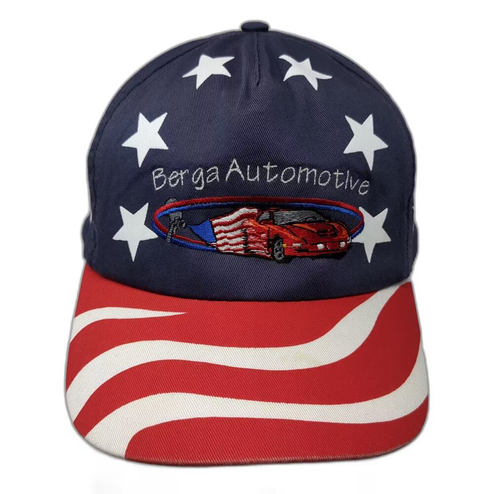 Cobra Caps 5 Panel Blue Red OS Hat Berga Automotive Stars Stripes Snapback USA